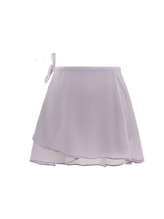 Adult Ballet Practice Dance Chiffon Skirt -Piece Wrap Apron for Daily Dancing Tie Short Skirt Light Purple S
