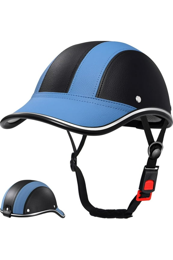 Adult Baseball Cap Helmet - Urban Style PU Retro Leather Hat for Golf, Low Profile Urban Commute Helmet for Men & Women