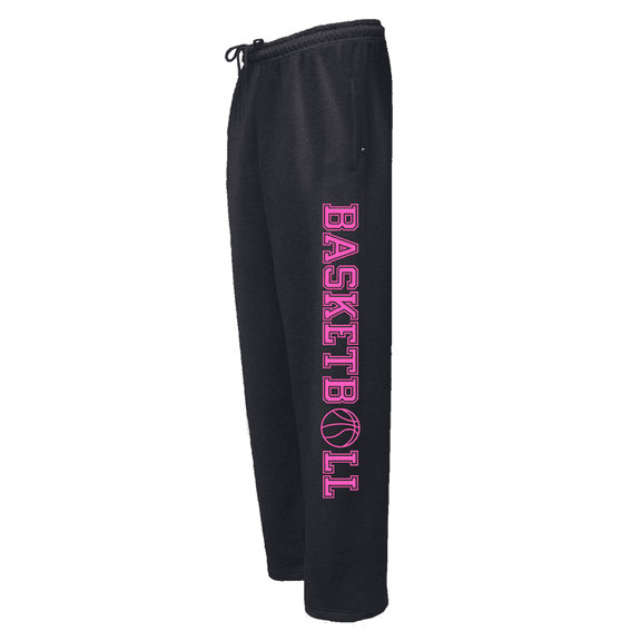 Adult Basketball Black Sweatpants (Neon Pink, Adult Small)