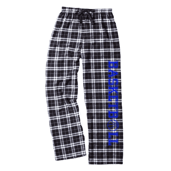 Adult Basketball Black and White Flannel Pants (Royal, Adult Small)