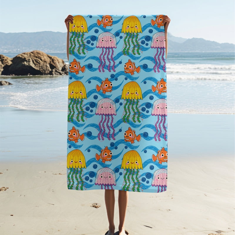 Adult Beach Towel, Kids Beach Towel, Modern Simple Beach Towel, Jellyfish Print Bath Towel