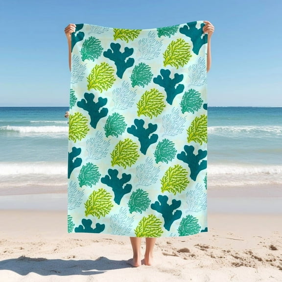Adult Beach Towel, Modern Simple Beach Towel, Coral Print Bath Towel