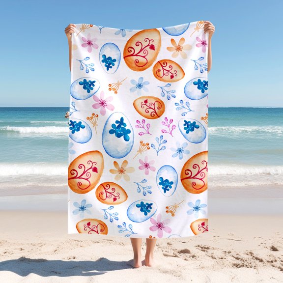 Adult Beach Towel, Modern Simple Beach Towel, Easter Egg Print Bath Towel, Easter Gift