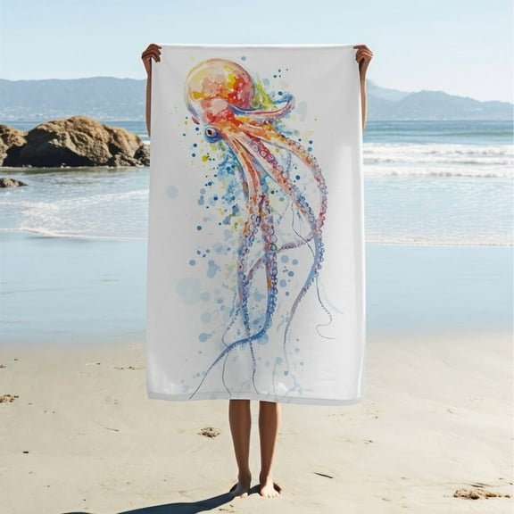 Adult Beach Towel, Modern Simple Beach Towel, Octopus Print Bath Towel