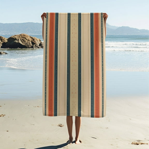Adult Beach Towel, Modern Simple Beach Towel, Retro Striped Print Bath Towel