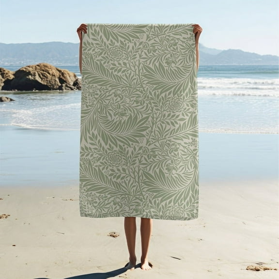 Adult Beach Towel, Polyester Beach Towel, Leaf Print Bath Towel