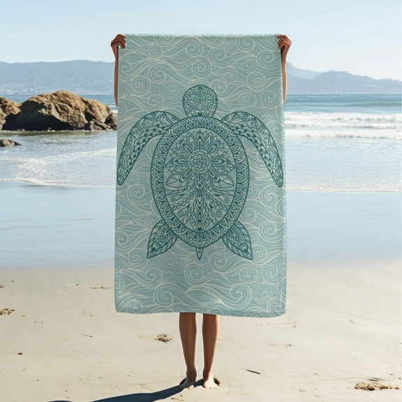 Adult Beach Towel, Polyester Beach Towel, Turtle Print Bath Towel