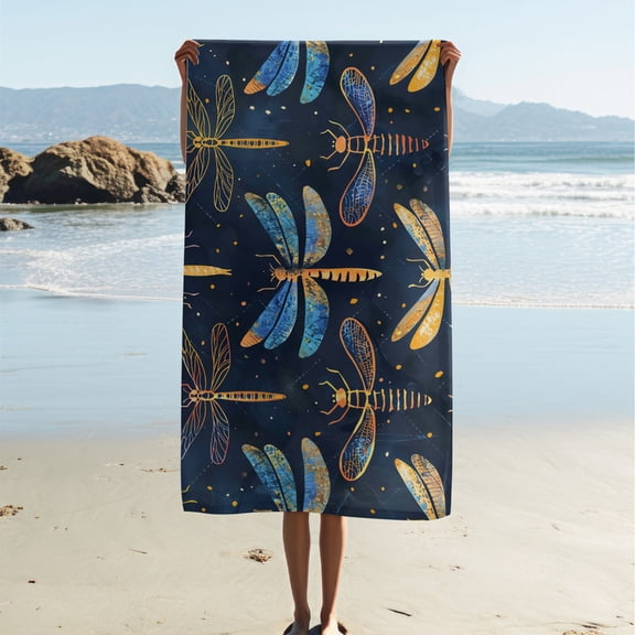 Adult Beach Towels, Children'S Beach Towels, Modern Simple Beach Towels, Dragonfly Print Bath Towels