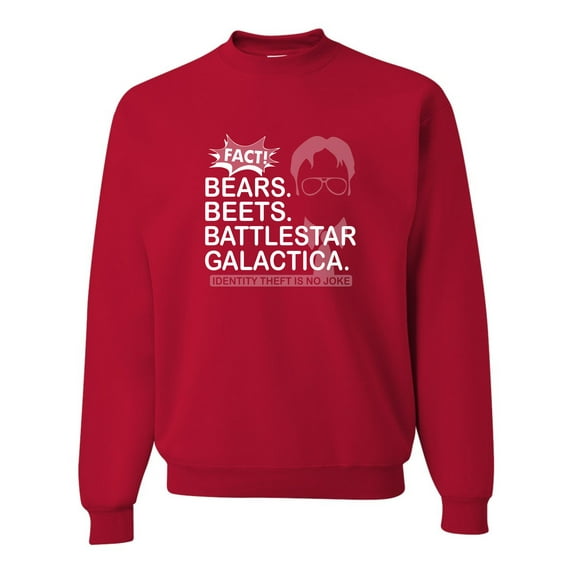 Adult Bears Beets Battlestar Galactica Sweatshirt Crewneck