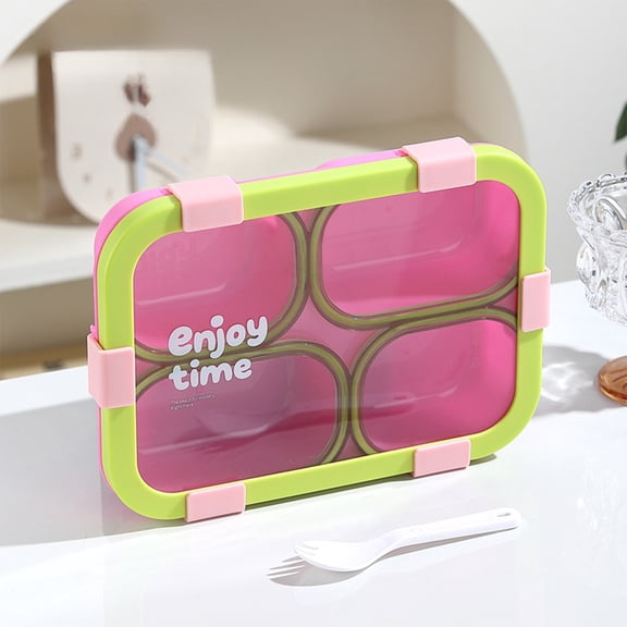 Adult Bento Box with 4 Compartments, Leak-Proof Microwave-Safe Lunch Container for Office & Picnic, 42oz Green