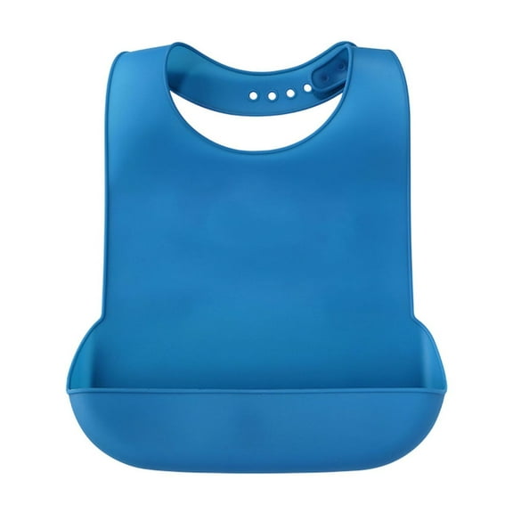 Adult Bib, Adjustable and Washable Silicone Bib for Men & Women, Waterproof for Elderly with Crumb Catcher (Blue)