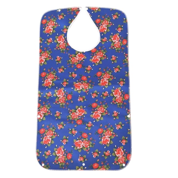 Adult Bib for Elderly Washable Reusable Clothing Protector with Snap Closure - Extra Long 30.7x17.4 Inches Meal Time Spill Protector for Seniors Patients Caregivers - 1 Pack