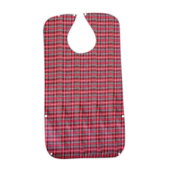Adult Bib with Food Catcher Pocket, Extra Large 30.7x17.4 Inch Waterproof PVC Clothing Protector, Reusable Washable Snap Closure Apron for Mealtime, Elderly Care, Spill Protection