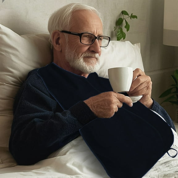 Adult Bib for Seniors & Disabled | Washable Cotton Clothing Protector with Hook & Loop Closure | Large 62x14 Inch Spill Guard for Eating & Drooling | 1 Piece