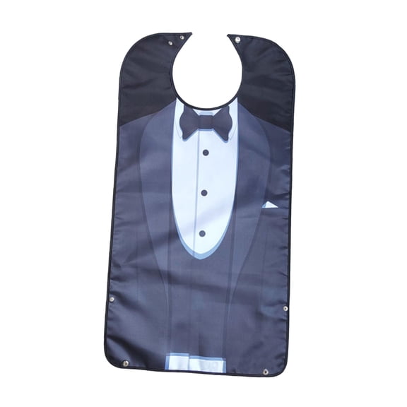 Adult Bib, Unisex Polyester Adjustable Snap Closure, Comfortable Creative Machine Washable Clothing Protector, Suit Pattern for Seniors Elderly Style F