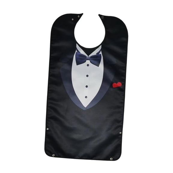 Adult Bib, Unisex Polyester Adjustable Snap Closure, Comfortable Creative Machine Washable Clothing Protector, Suit Pattern for Seniors Elderly Style G