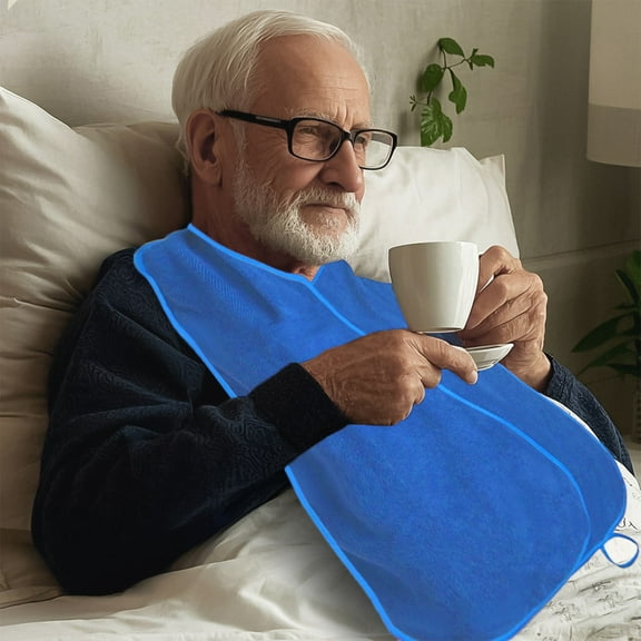 Adult Bib Washable Cotton Clothing Protector 62x13.8in Adjustable Large Area Reusable Easy Hook Loop Closure for Seniors Elderly Disabled Dining Eating Drool Stain Guard