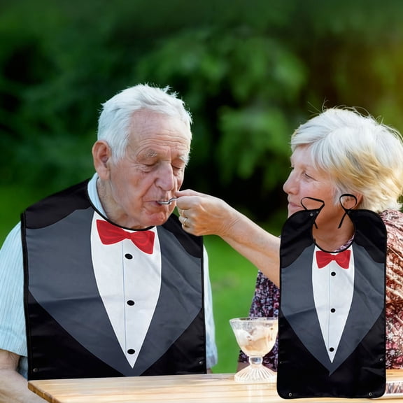 Adult Bibs under $5! Cagogo Elderly Care Feeding Bib, Double Layer Waterproof Dining Cloth, Adult Bib for Eating, Unisex Mealtime Protection, Rehabilitation Mealtime Bib