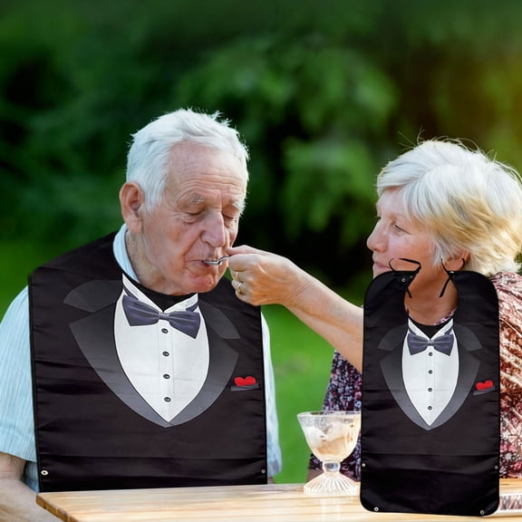 Adult Bibs for Men Elderly Seniors, Reusable Large Adult Bibs for Eating, Feeding Bibs for Adults Senior Citizens, Double-Layer Waterproof Bib, Gag Gifts for Men/Dad