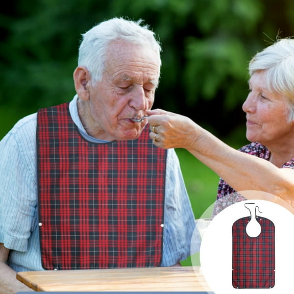Adult Bibs For Men Washable,Plaid Reusable Waterproof Bibs For Adult, Clothing Protector With Crumb Catcher, Adult Bibs For Eating,Feeding Adult Bibs For Elderly Senior Citizens