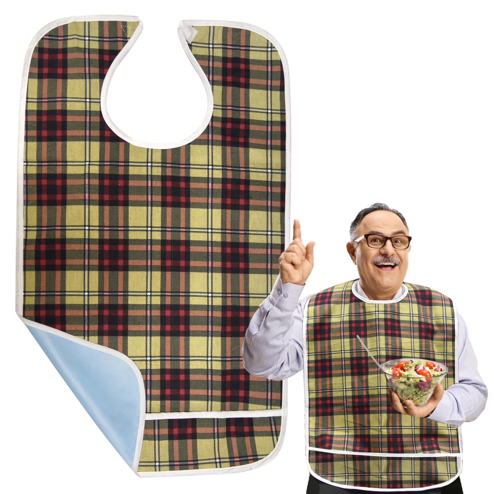 Adult Bibs for Eating Reusable Clothing Protector Waterproof Adult Bibs