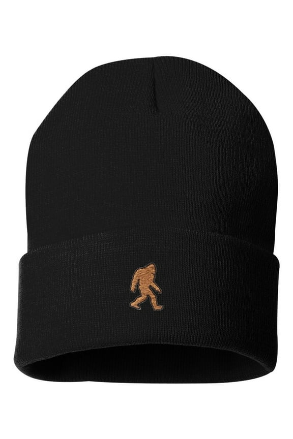 Adult Bigfoot Sasquatch Embroidered Cuffed Knit Beanie Cap
