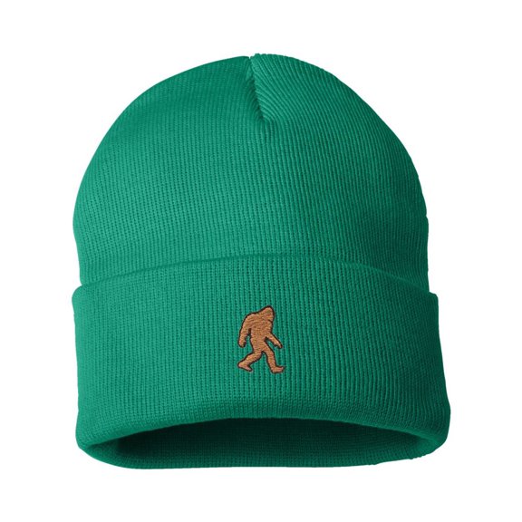 Adult Bigfoot Sasquatch Embroidered Cuffed Knit Beanie Cap