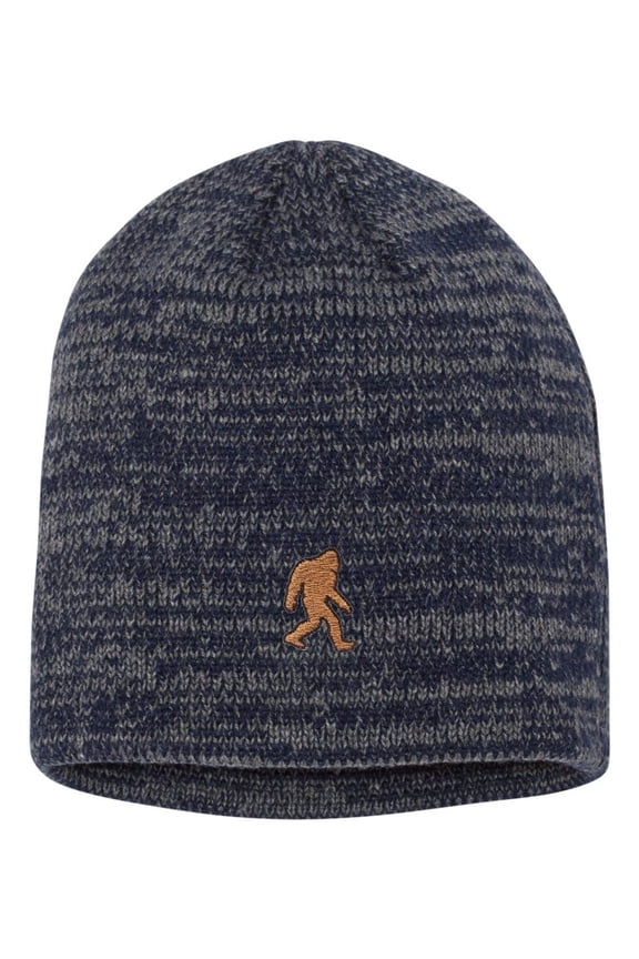 Adult Bigfoot Sasquatch Embroidered Marled Knit Beanie Cap