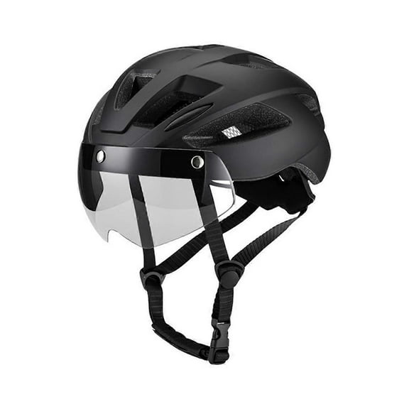 Adult Bike Helmet, Light Microshell, Men Women, Fit Adjustment Suggested with Windscreen Fit 57-62cm for Cycling Black