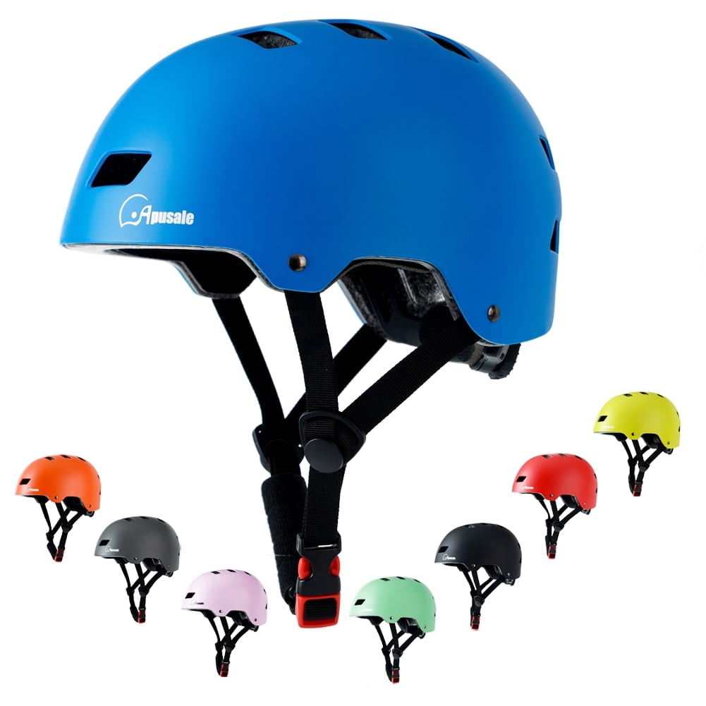Adult Bike Skateboard Helmet, Adjustable and Multi-sport for Skate Scooter, Size for Men Women (Blue L)