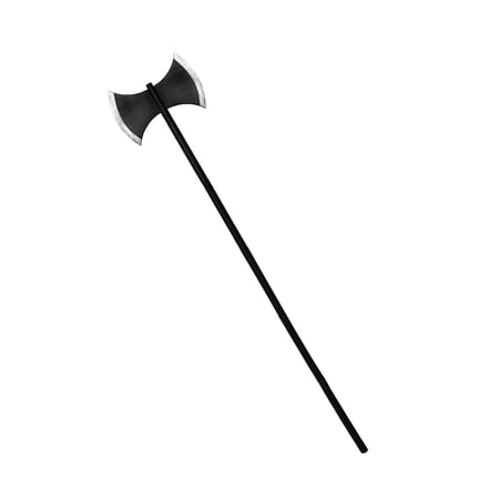 Adult Black 58-Inch Double Bladed Axe 5 PC Cosplay Executioner Grim Reaper Staff Accessory Horror Halloween Costume Plastic Prop