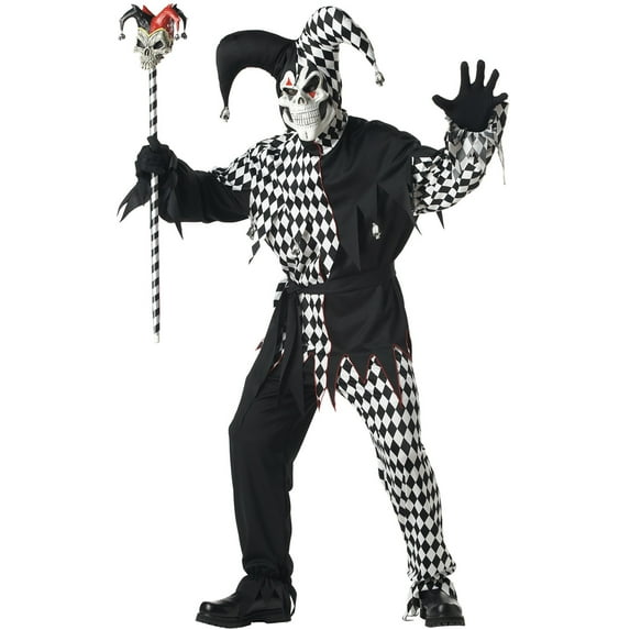 Evil Jester Adult Costume (Black/White)