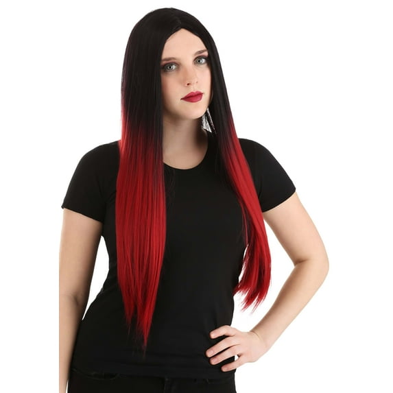 Adult Black and Red Ombre Wig