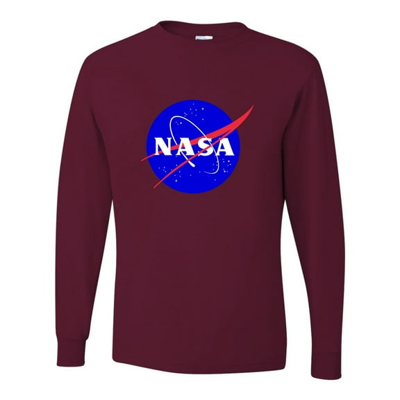 Adult Blue NASA Logo Long Sleeve T-Shirt