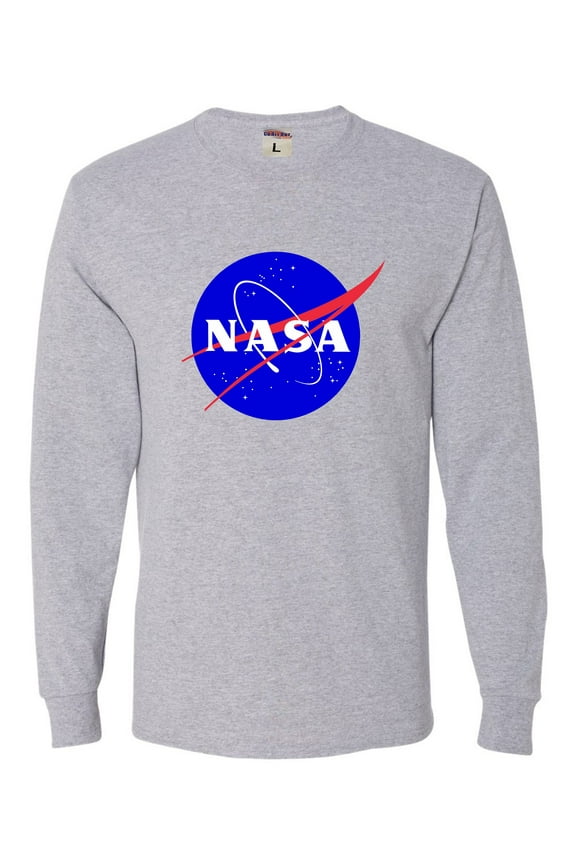 Adult Blue NASA Logo Long Sleeve T-Shirt