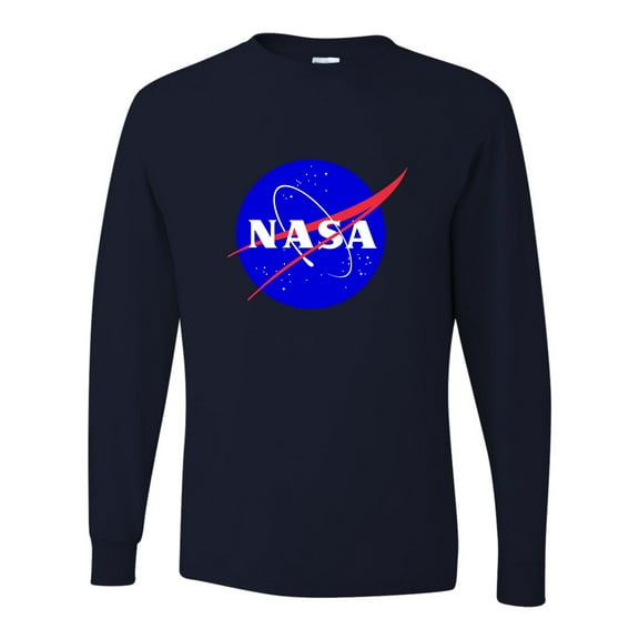 Adult Blue NASA Logo Long Sleeve T-Shirt