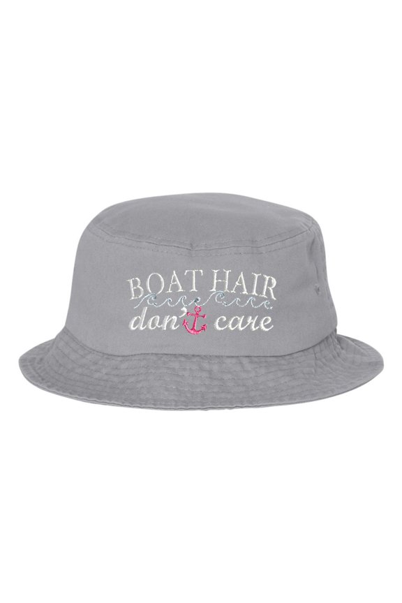 Adult Boat Hair Don't Care Embroidered Bucket Cap Dad Hat