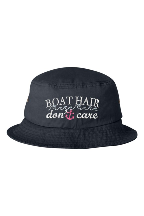 Adult Boat Hair Don't Care Embroidered Bucket Cap Dad Hat
