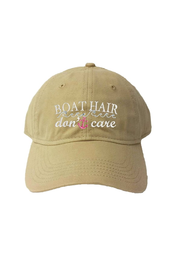 Adult Boat Hair Don't Care Embroidered Deluxe Dad Hat