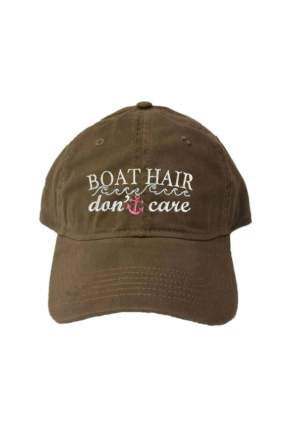 Adult Boat Hair Don't Care Embroidered Deluxe Dad Hat