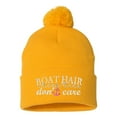 thumbnail image 1 of Adult Boat Hair Don't Care Embroidered Knit Beanie Pom Cap, 1 of 1