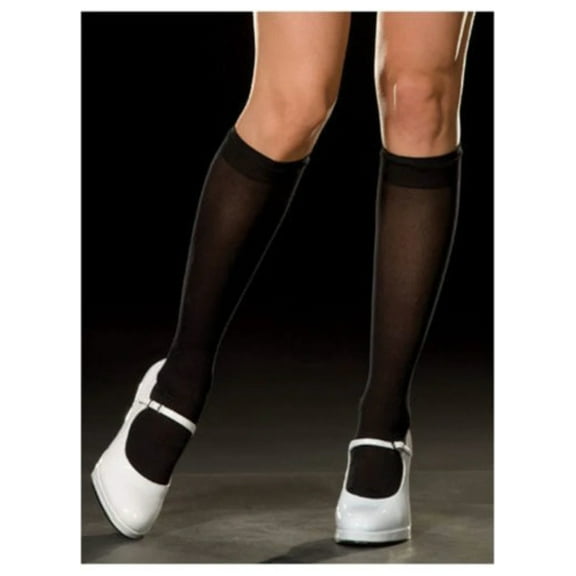 DreamGirl Sheer Black Bobbi Knee Sock Adult One Size