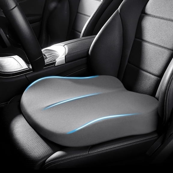 Adult Booster Car Seat Cushion, Wedge Memory Foam Driver Seat Cushion, Non-Slip Height-Boosting Pad for Car, Truck and Office Seats, Gray
