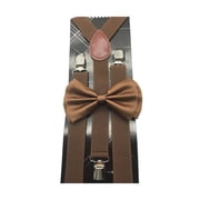 Adult Bow tie & Suspender Set Dark Brown coffee Wedding Prom Suit