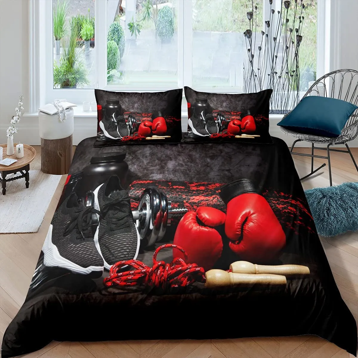 Adult Boxing Duvet Cover Set Queen Sports Games Theme Bedding Sets