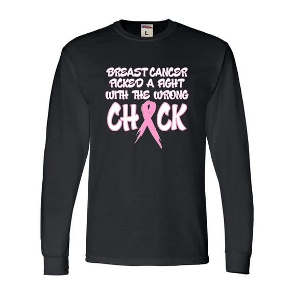 Adult Breast Cancer Picked A Fight With The Wrong Chick Long Sleeve T-Shirt