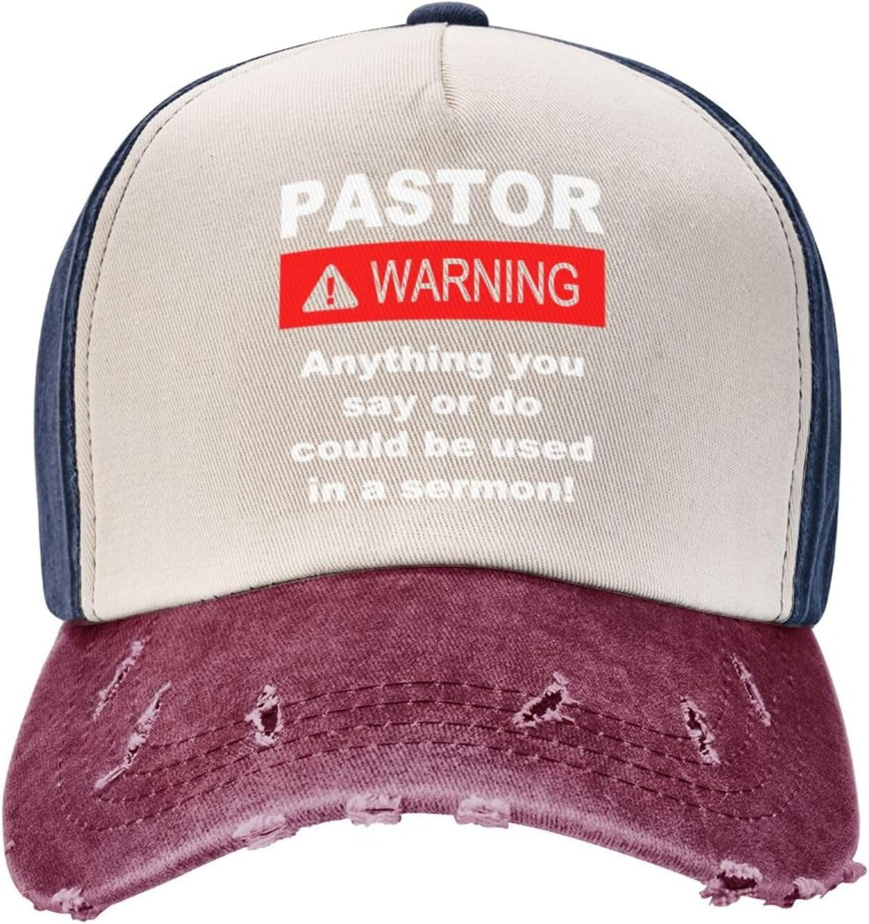 Adult Breathable Trucker Hat Adjustable Sun Hat Pastor Warning Anything