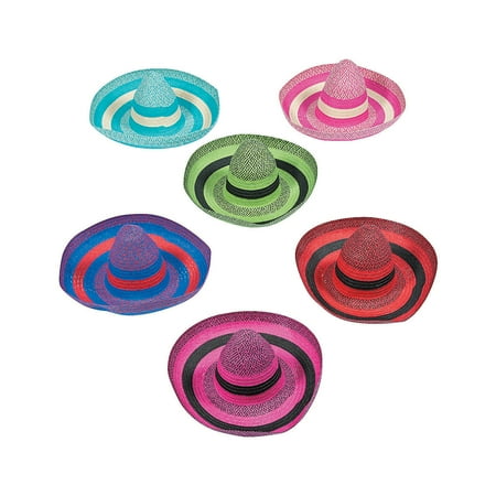 Adult Bright Stripe Sombrero Asst - Party Wear - 12 Pieces