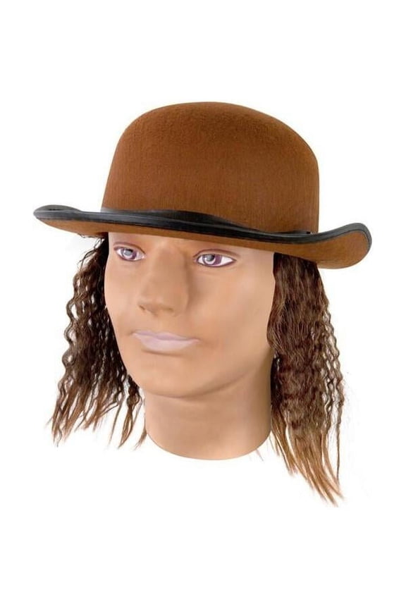 Adult Brown Hat With Wig