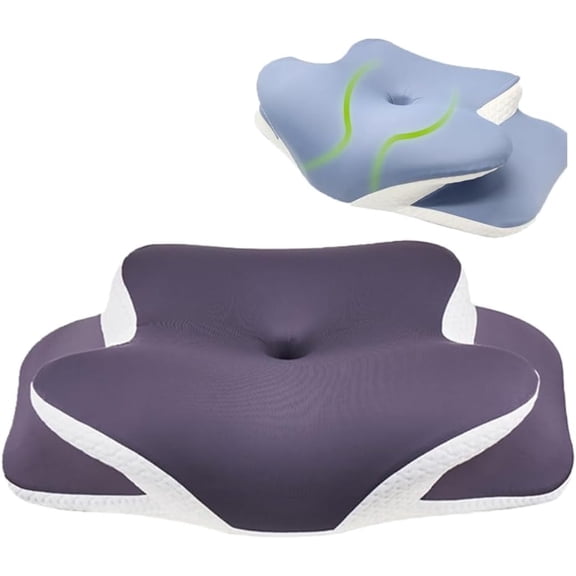 Adult Butterfly-Shaped Memory Pillow, Memory Foam for Protecting The Cervical Vertebrae, Irregular Height Pillow for Protecting The Cervical Vertebrae (Purple, 23.6IN*15.7IN*5.5IN)